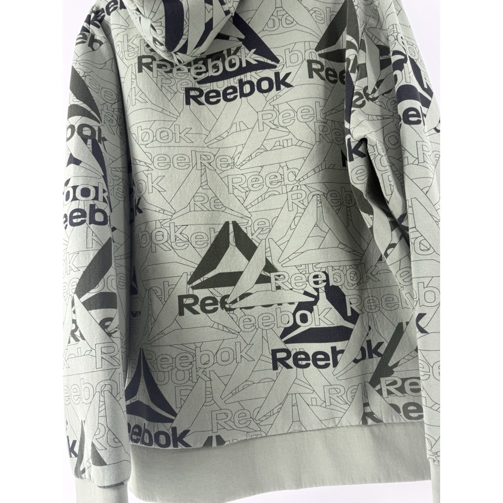 Men's Reebok Green & Black Allover Logo Unwind Hoodie Size L SEE PICS - Picture 15 of 16